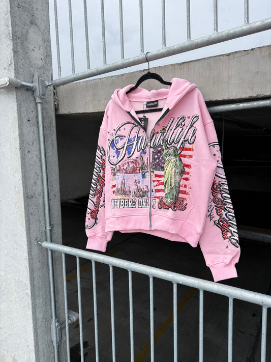 HARDLIFE "NYC" PINK ZIP-UP