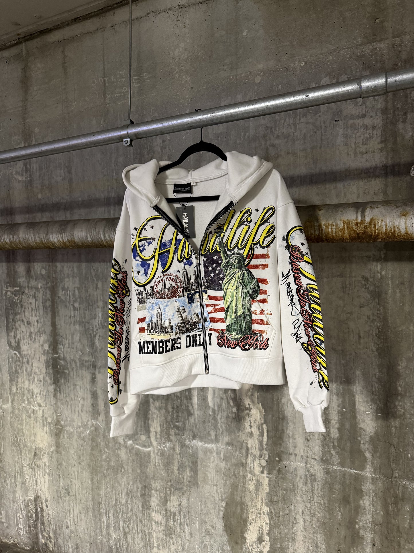 HARDLIFE "NYC" WHITE ZIP-UP