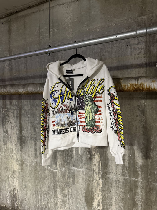 HARDLIFE "NYC" WHITE ZIP-UP